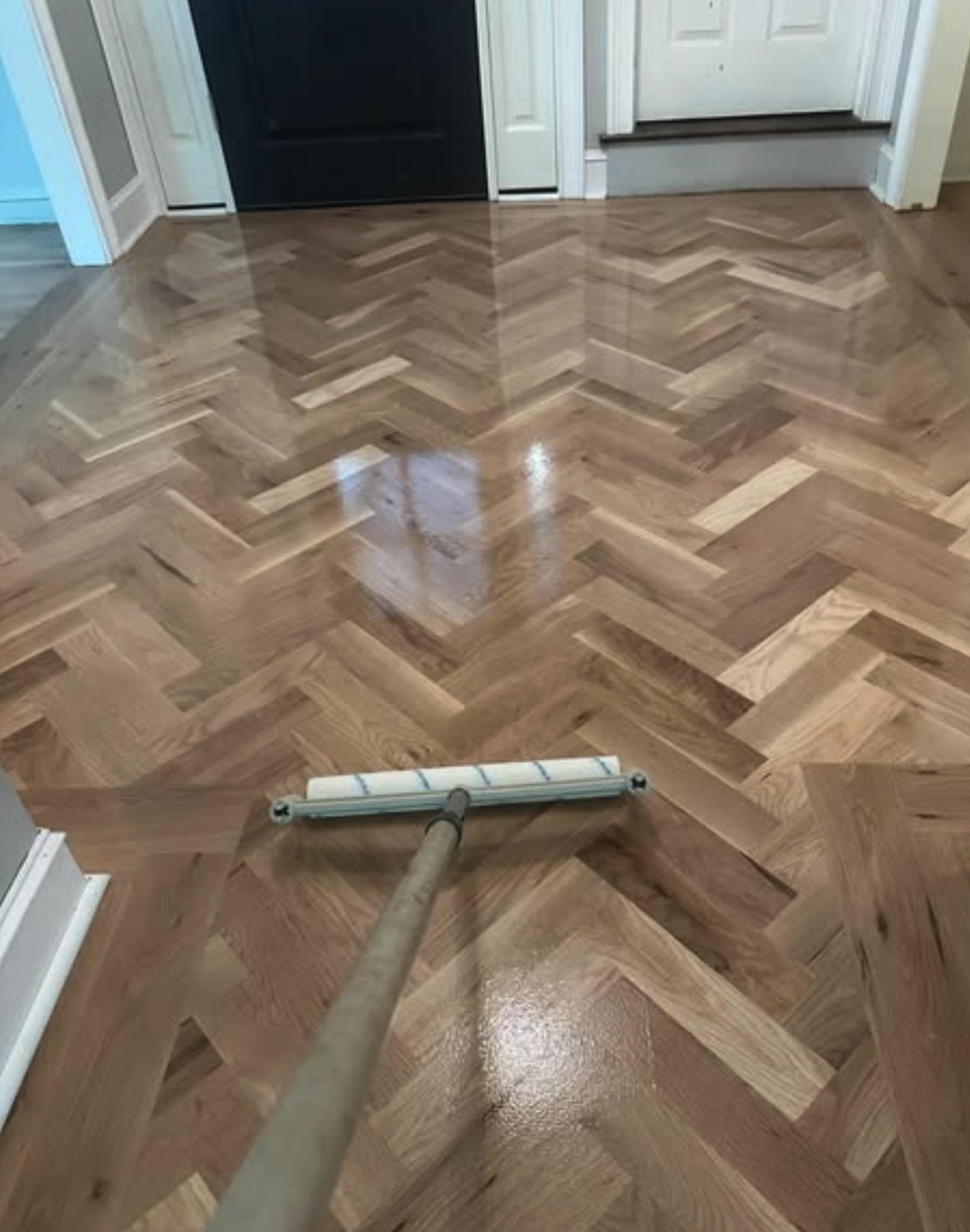Beautiful herringbone hardwood floor pattern